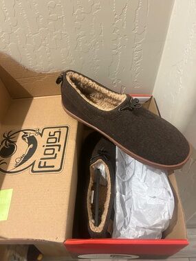 Flojos Men's Dark Brown Slip-On Loafers with Sherpa Lining